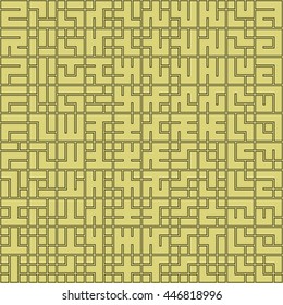 Seamless color pattern with symmetric geometric ornament. Abstract repeated blocks and figures background. Creative wallpaper. Vector illustration