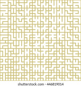 Seamless color pattern with symmetric geometric ornament. Abstract repeated blocks and figures background. Creative wallpaper. Vector illustration