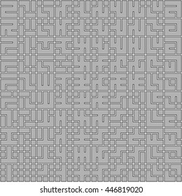 Seamless color pattern with symmetric geometric ornament. Abstract repeated blocks and figures background. Creative wallpaper. Vector illustration