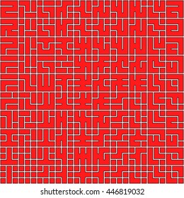 Seamless color pattern with symmetric geometric ornament. Abstract repeated blocks and figures background. Creative wallpaper. Vector illustration