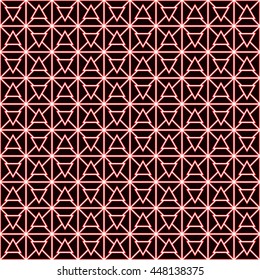 Seamless color pattern with symmetric geometric ornament. Abstract triangles and blocks background. Mosaic wallpaper. Vector illustration