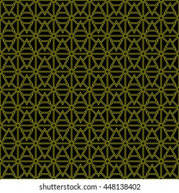 Seamless color pattern with symmetric geometric ornament. Abstract triangles and blocks background. Mosaic wallpaper. Vector illustration