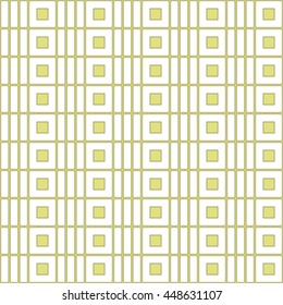 Seamless color pattern with symmetric geometric ornament. Abstract repeated squares and lines background. Creative wallpaper. Vector illustration