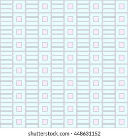 Seamless color pattern with symmetric geometric ornament. Abstract repeated squares and lines background. Creative wallpaper. Vector illustration