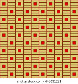 Seamless color pattern with symmetric geometric ornament. Abstract repeated squares and lines background. Creative wallpaper. Vector illustration