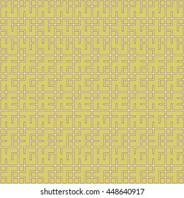 Seamless color pattern with symmetric geometric ornament. Abstract repeated blocks and figures background. Creative futuristic wallpaper. Vector illustration