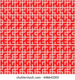 Seamless color pattern with symmetric geometric ornament. Abstract repeated blocks and figures background. Creative futuristic wallpaper. Vector illustration