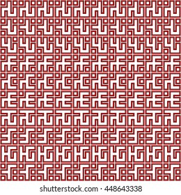 Seamless color pattern with symmetric geometric ornament. Abstract repeated blocks and figures background. Creative futuristic wallpaper. Vector illustration