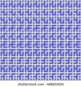 Seamless color pattern with symmetric geometric ornament. Abstract repeated blocks and figures background. Creative futuristic wallpaper. Vector illustration