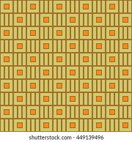 Seamless color pattern with symmetric geometric ornament. Abstract repeated squares and lines background. Creative wallpaper. Vector illustration