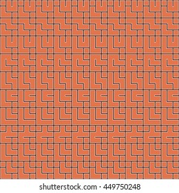 Seamless color pattern with symmetric geometric ornament. Abstract repeated blocks and figures background. Creative wallpaper. Vector illustration