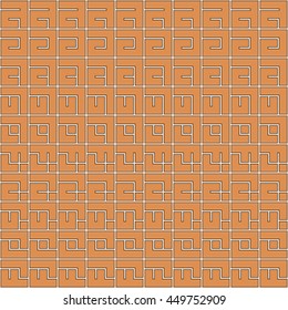 Seamless color pattern with symmetric geometric ornament. Abstract repeated blocks and figures background. Creative wallpaper. Vector illustration