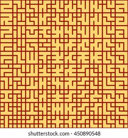 Seamless color pattern with symmetric geometric ornament. Abstract repeated figures background. Futuristic wallpaper. Vector illustration