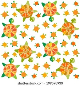 seamless color pattern - turtles, vector