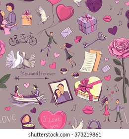 Seamless color pattern Valentine's Day