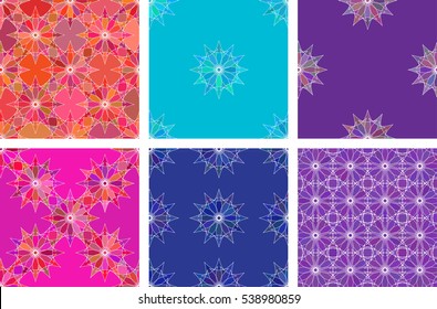 Seamless color pattern vector background set.