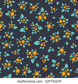 Seamless color pattern. Vector illustration with stems and small tender flowers
