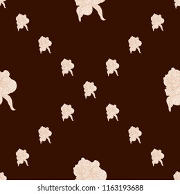 Seamless color textile pattern. Plant in blossom, branch with flower ink sketch. Vector illustration for your design