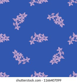 Seamless color textile pattern. Plant in blossom, branch with flower ink sketch. Vector illustration for your design