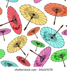 Seamless color umbrellas background pattern