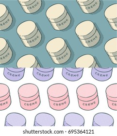 Seamless color vector cream bottle pattern