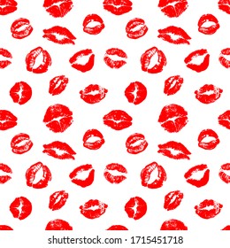 Nahtlose Vektorillustration Muster der roten Lippen. Moderne Wallpaper mit Graffiti-Elementen für die Textilindustrie, Drucke, Karten und Verpackungspapier. 