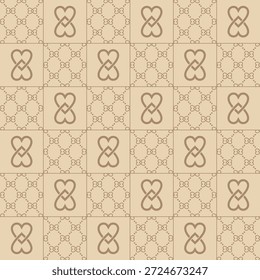 Seamless color and white geometric pattern with heart-shaped monogram motifs, luxury ornamental repeat background for fashion, textile, wallpaper and surface design.