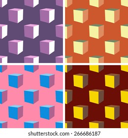 seamless colored abstract art pattern set