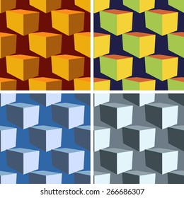 seamless colored abstract art pattern set