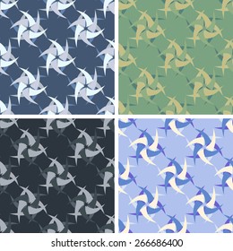 seamless colored abstract art pattern set