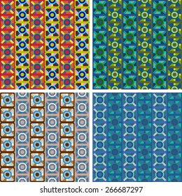 seamless colored abstract art pattern set