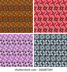 seamless colored abstract art pattern set