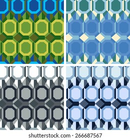 seamless colored abstract art pattern set