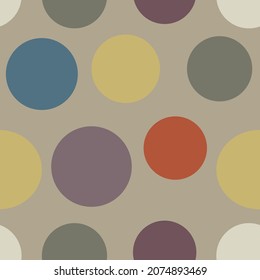 Seamless colored background with circles and geometric shapes, pattern for fabric and wallpaper. Abstract vector drawing in the style of impressionism.