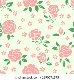 Seamless colored background with pink roses.