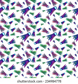 Seamless colored badminton ball pattern, shuttlecock seamless background, sport multicolor pattern with birdies can be used for web page backgrounds, pattern fills