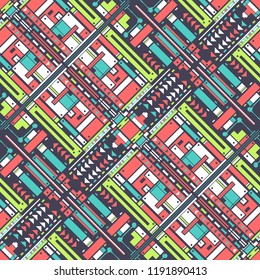 Seamless colored decorative geometric pattern. Abstract background. Vector illustration