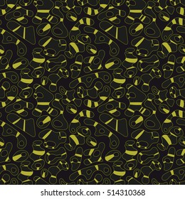 Seamless colored decorative pattern. Dark background. Vector illustration