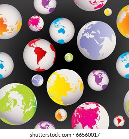 Seamless with colored Earth globes