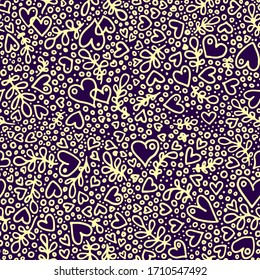 seamless colored floral vector pattern with hearts 