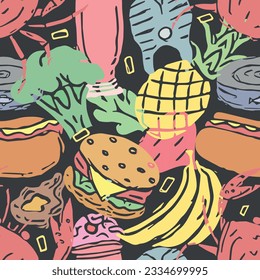 Patrón alimenticio sin foco. Fondo de alimentos para perros