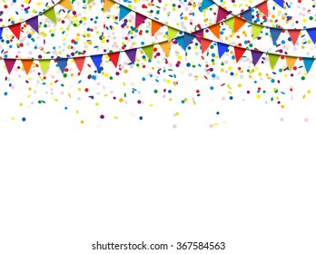 seamless colored garlands and confetti background for party or festival usage