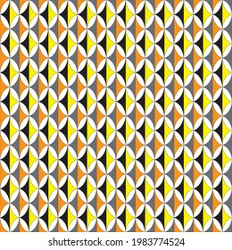 seamless colored geometric pattern of yellow and orange rhombuses with gray and black triangles.