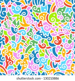 Seamless colored hand drawn pattern