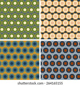 seamless colored octagon pattern set
