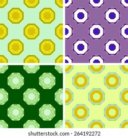 seamless colored octagon pattern set