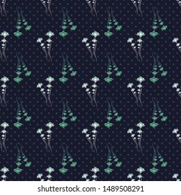 SEAMLESS COLORED ORNATE PATTERN WITH LOTUS FLORAL ELEMENTS ON DOTTED BACKGROUND. VECTOR TEMPLATE FOR FABRIC, WALLPAPER, TILE, WRAPPING, COVERS AND CARPETS.