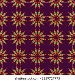 Seamless colored pattern with flowers element. Texture designs can be used for backgrounds, motifs, textile, wallpapers, fabrics, gift wrapping, templates, carpet, tiles. Vector.