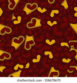 Seamless Colored Pattern with Hearts. St. Valentine's Day or Weddings Design Element. Doodle Style. Vector background.