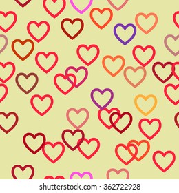 Seamless Colored Pattern with Hearts. St. Valentine's Day or Weddings Design Element. Vector background.